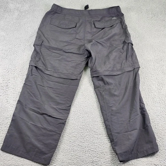 Eddie Bauer Pants Mens XL 30 Gray Convertible Cargo Hiking Zip Off Nylon Belted - Picture 14 of 14
